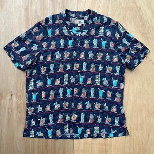 REYN SPOONER TROPICAL DRINKS Mens Rayon Short Sleeve Button Hawaiian Shirt sz L
